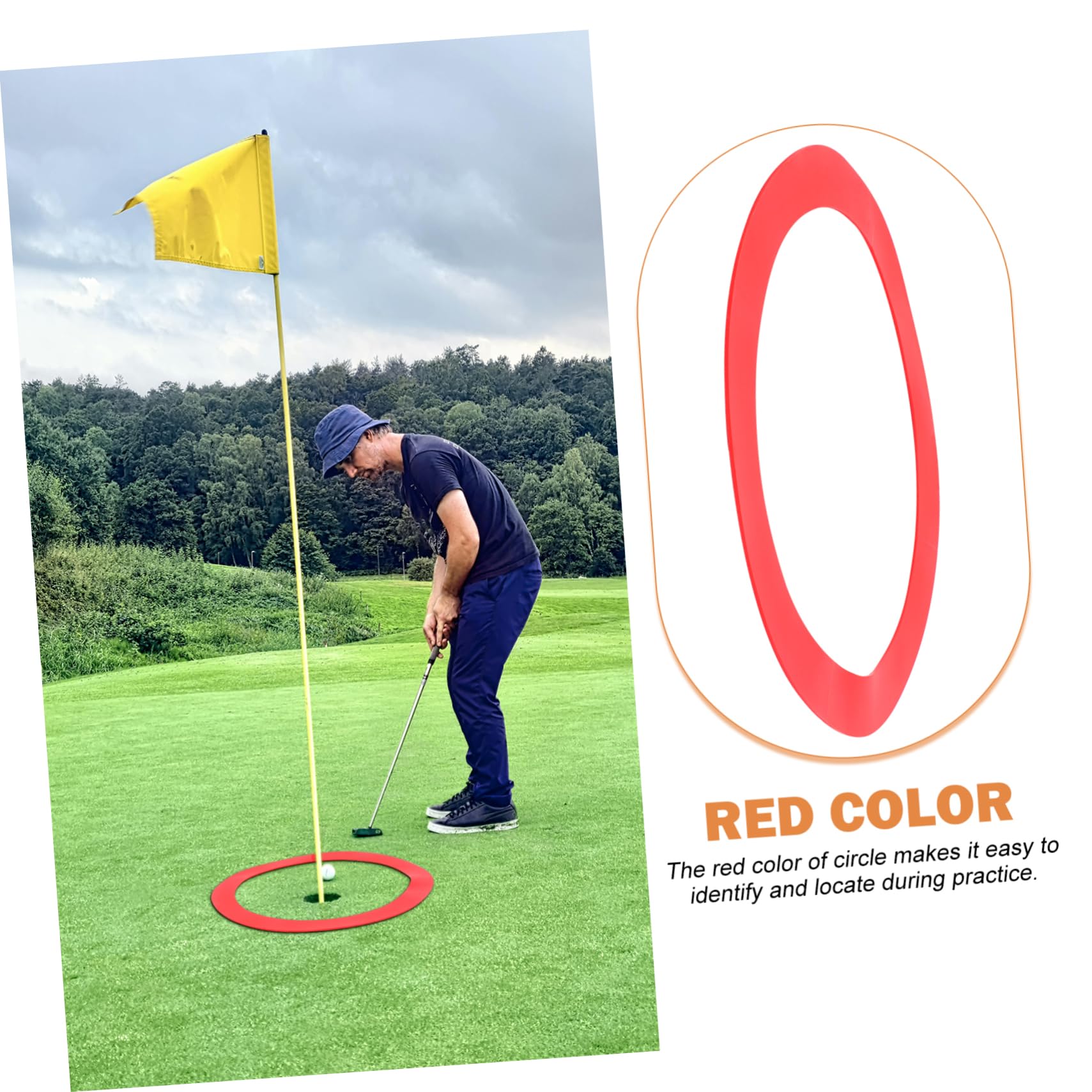 ibasenice Golf Indoor Training Putting Golfing Target Accessories Silicone Circle for Golf Silicone Target Ring Red