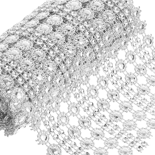TEHAUX Accesorios de boda, cinta de diamantes de imitación de cristal, envoltura de diamantes de plástico, rollo de cinta autoadhesiva con