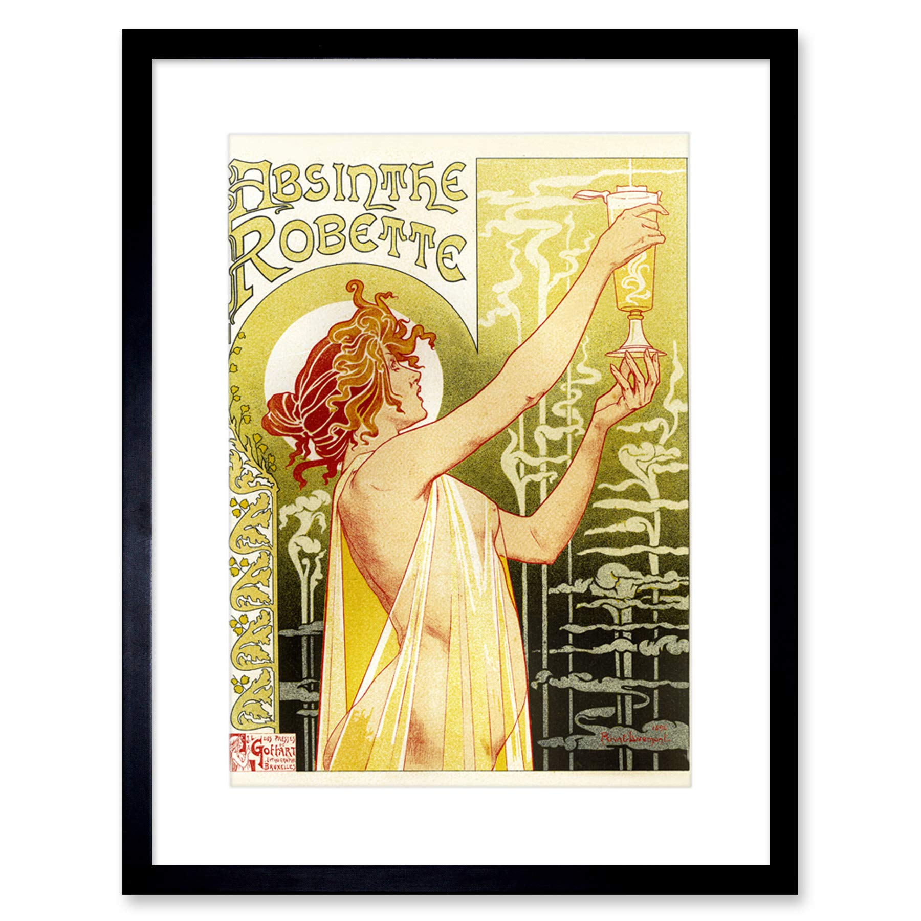 Wee Blue Coo Absinthe Robette Belgium Classic Artwork Framed Wall Art Print 12X16 Inch