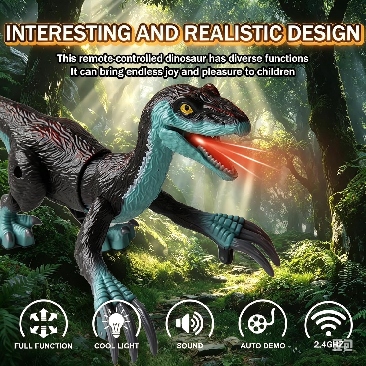 Remote Control Dinosaur Toys for Kids 5-7 - Walking with Light & Sound image 2