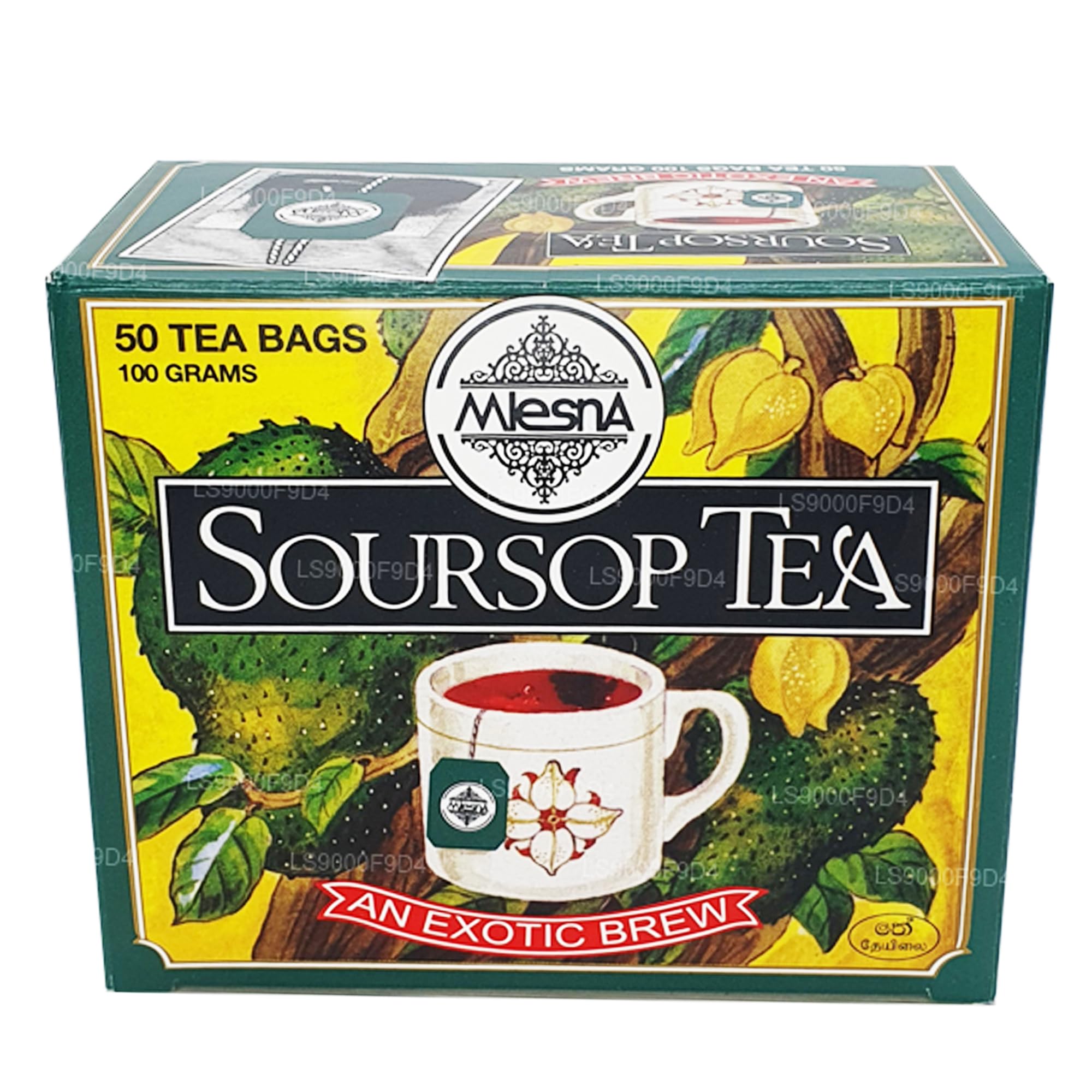 MlesnaPure Ceylon Soursop BLACK Tea 50 Tea Bags Box. (100g)
