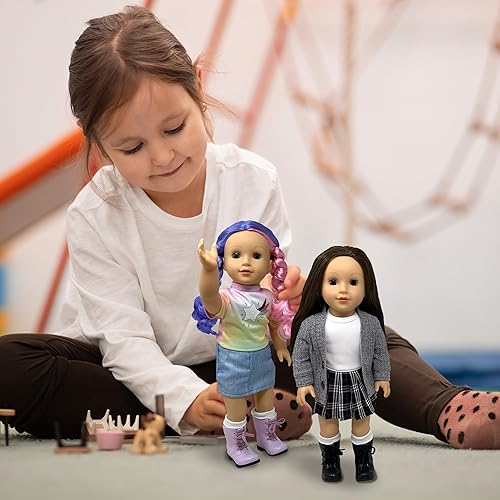 Miniatura 7 de 18 Inch Dolls with Soft Hair and Accessories  Soft Body 18 inch Doll with Sleeping Eyes, Poseable Vinyl Arms & Legs, Dress Outfit  Cute 18" Doll Set