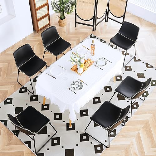 HeuGah Sillas de comedor, sillas de comedor negras, juego de 6, sillas de cocina y comedor de piel sintética, sillas de comedor modernas con
