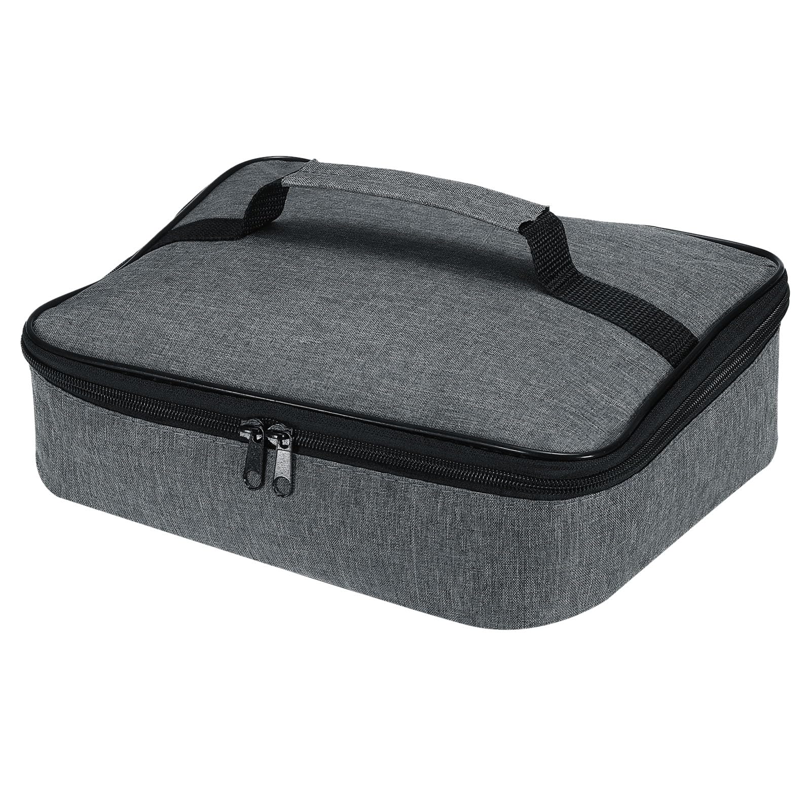 patikil 11"x8.7"x2.8" insulated lunch bag, waterproof lunch box with handle lunch tote bag portable food storage for office work outdoor picnic, grey black