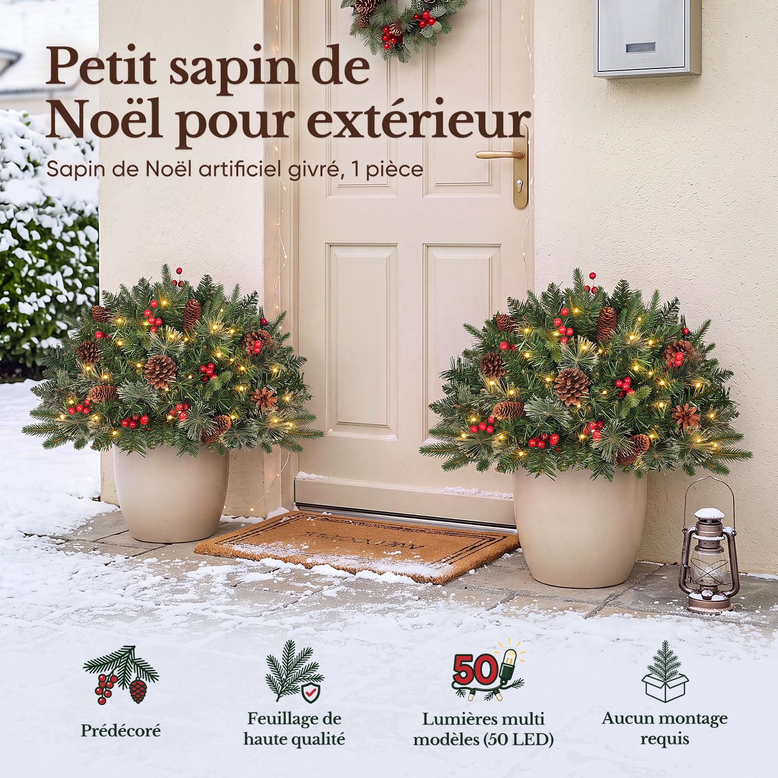 Hokeeper Sapin de Noël de 45 cm avec éclairage LED