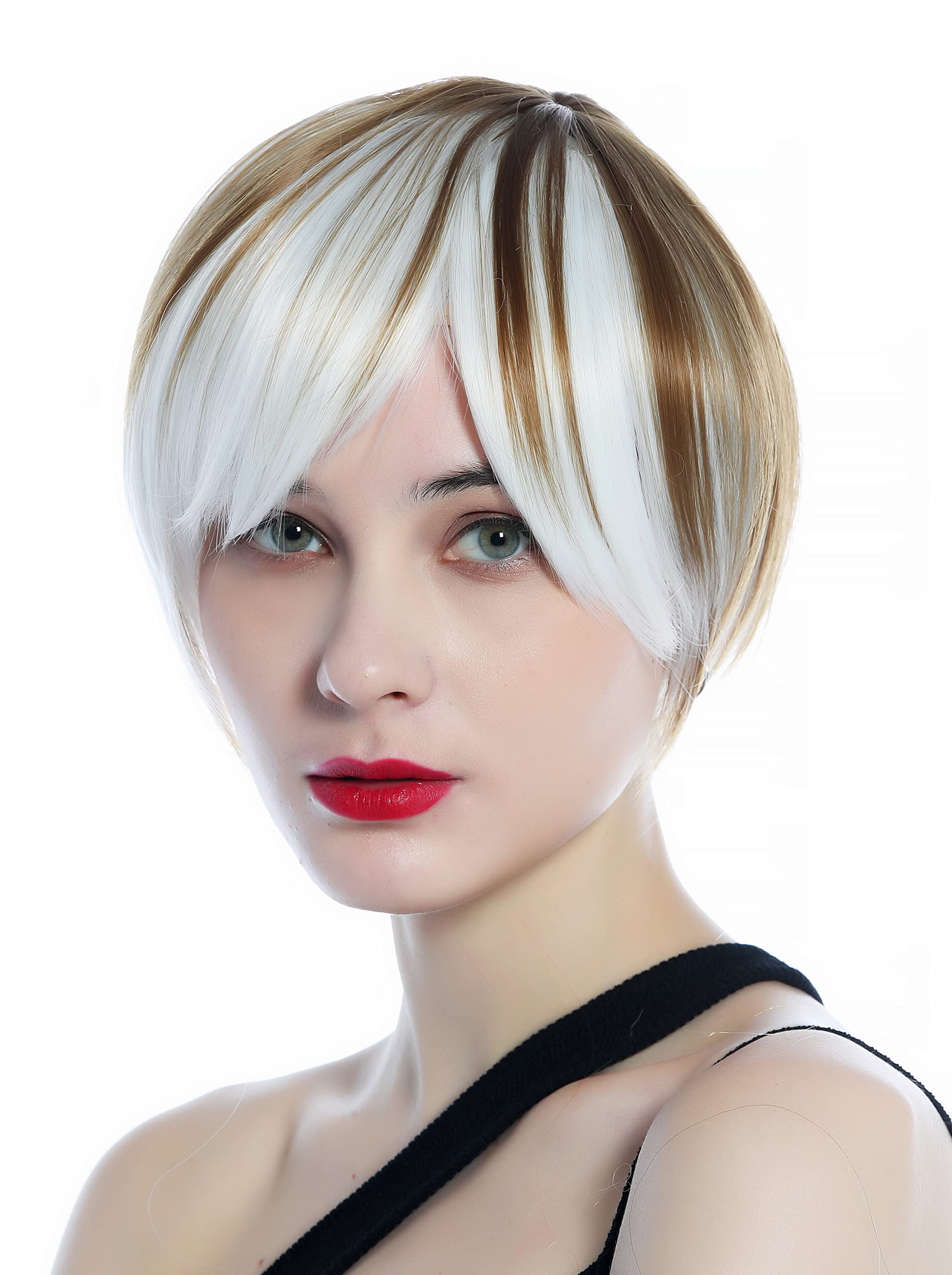 WIG ME UP - SZL0613-1001HF6 Ladies' wig short smooth Bob streaked brown white, White and light brown (1001HF6) - Image 2