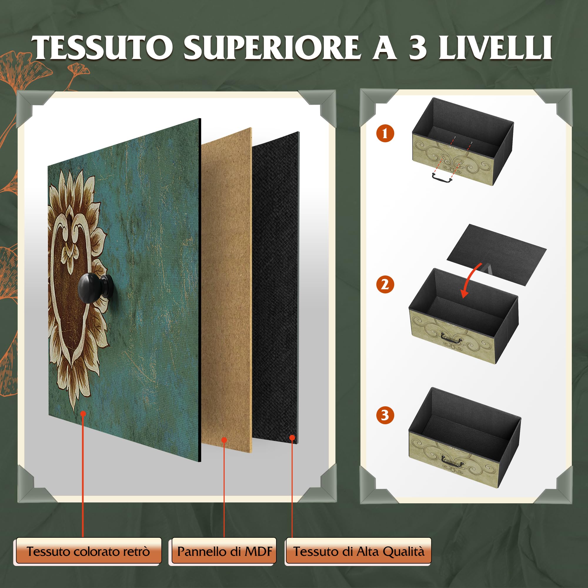 WLIVE Cassettiera in Tessuto con 9 Cassetti, Cassettiera Camera da Letto, Vano Contenitore, Struttura in Acciaio Ideale per Soggiorno, Corridoio, Facile Installare (Boemia, 9 Cassetti)