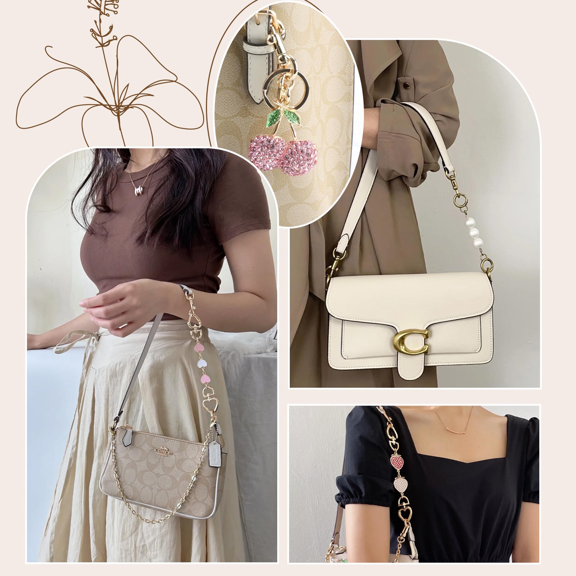 Amazon.com: ELLEWIN 5Pcs Purse Extender Chain, Gold Bow Cherry Bag