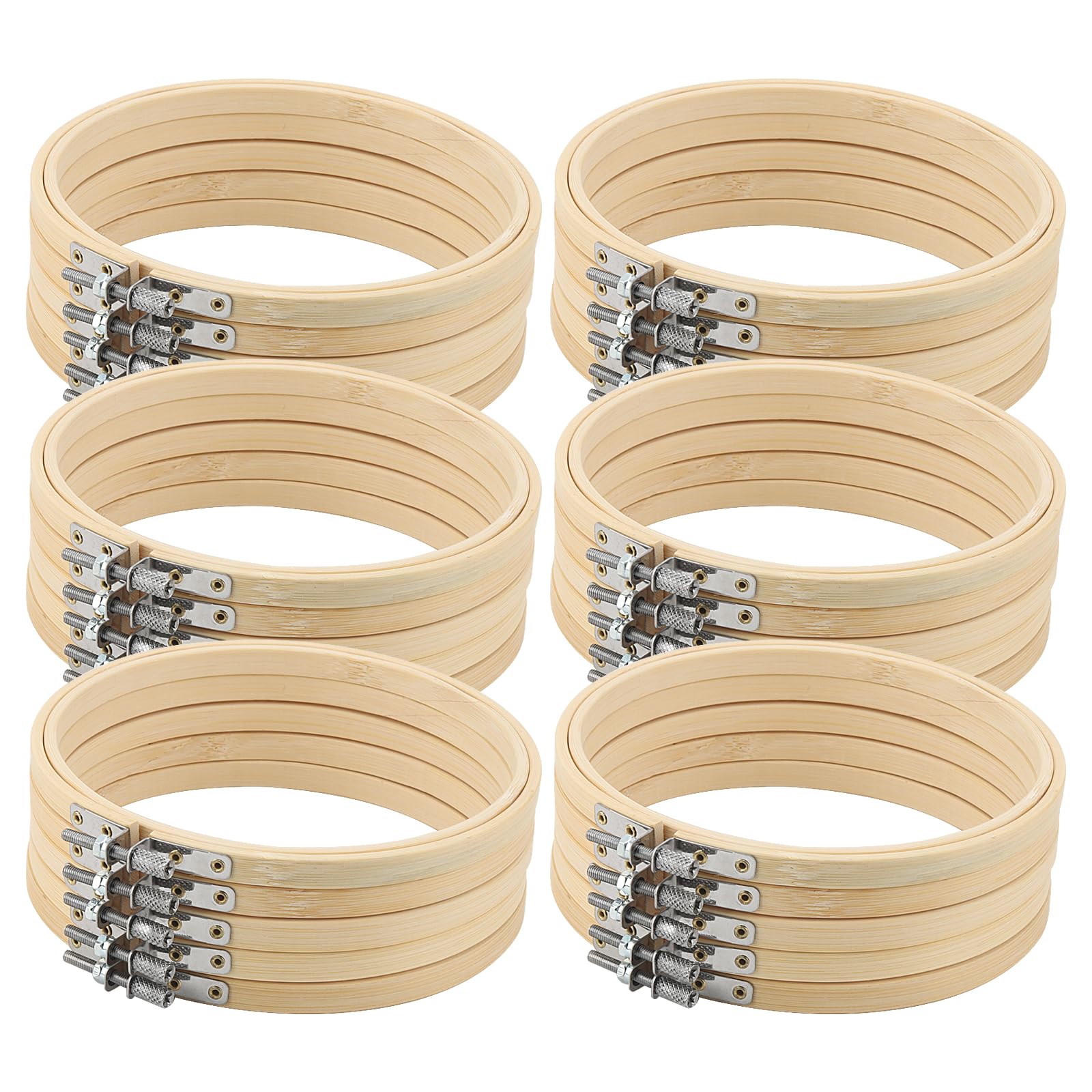 ZEONHAK 30 PCS 6 Inch Bamboo Embroidery Hoop, 15cm Cross Stitch Hoop Ring for DI