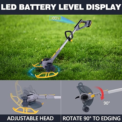 Miniatura 6 de Weed Wacker - Cortadora eléctrica PATIOX recargable 3 en 1  Dos 4.0 Ah a batería de 4.0 Ah cortadora de hierba inalámbrica de 20 V con cuchilla y