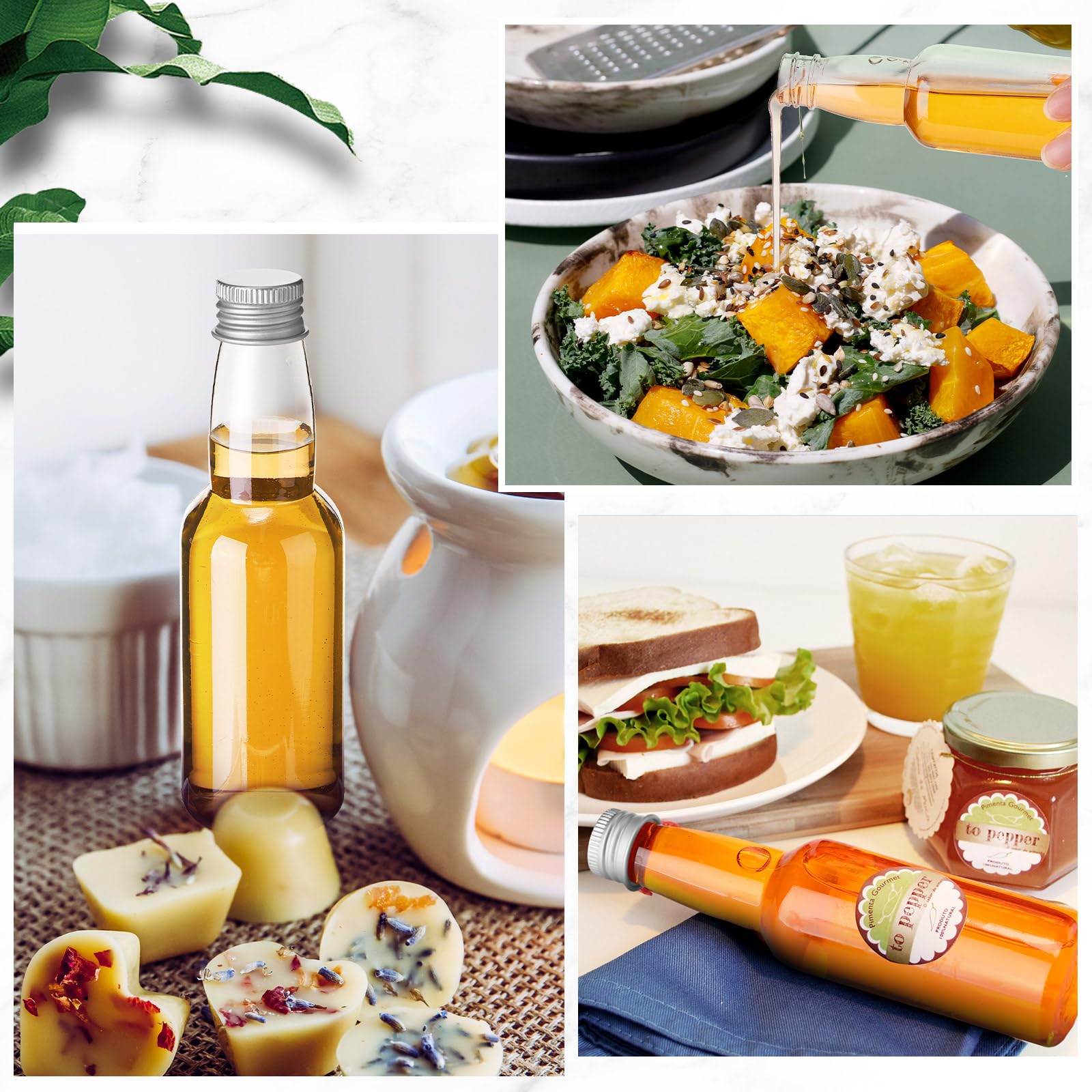 120 Pcs Mini Liquor Bottles, Plastic Spirit Bottle Mini Empty Plastic Alcohol Shot Bottles with Funnels, Airtight Shot Bottles Miniature Bottles for Party Favors, Wedding (Silver,3.3 oz)