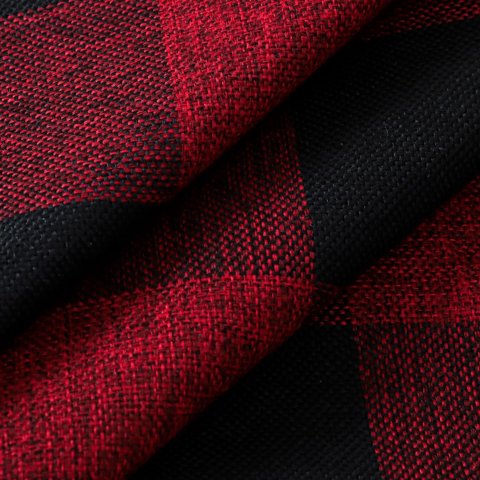 Sungeek Buffalo Check Plaid Cushion Covers 40 x 40 Set of 2 Linen Christmas Tartan Decorative Square Pillow Covers with Stitched Edge for Sofa Couch Bed Living Room 16x16 Inch (Black and Red) - Image 2