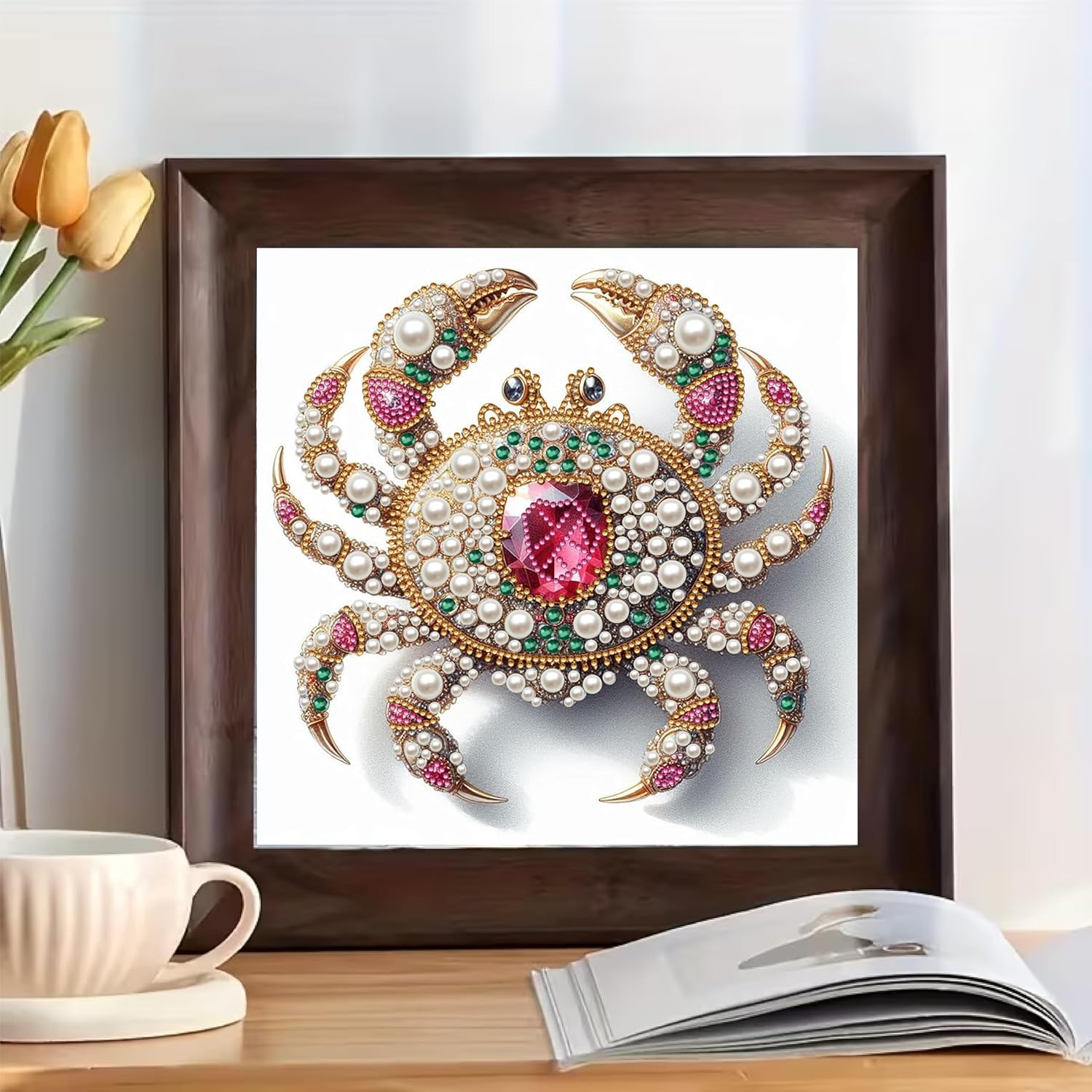 5D Diamond Art Pearl Painting Kit for Adults – DIY 3D Plastic Pearl Art, Special Shape Bead Painting Set for Home Wall Decor, 12x12 Inch (Crab)