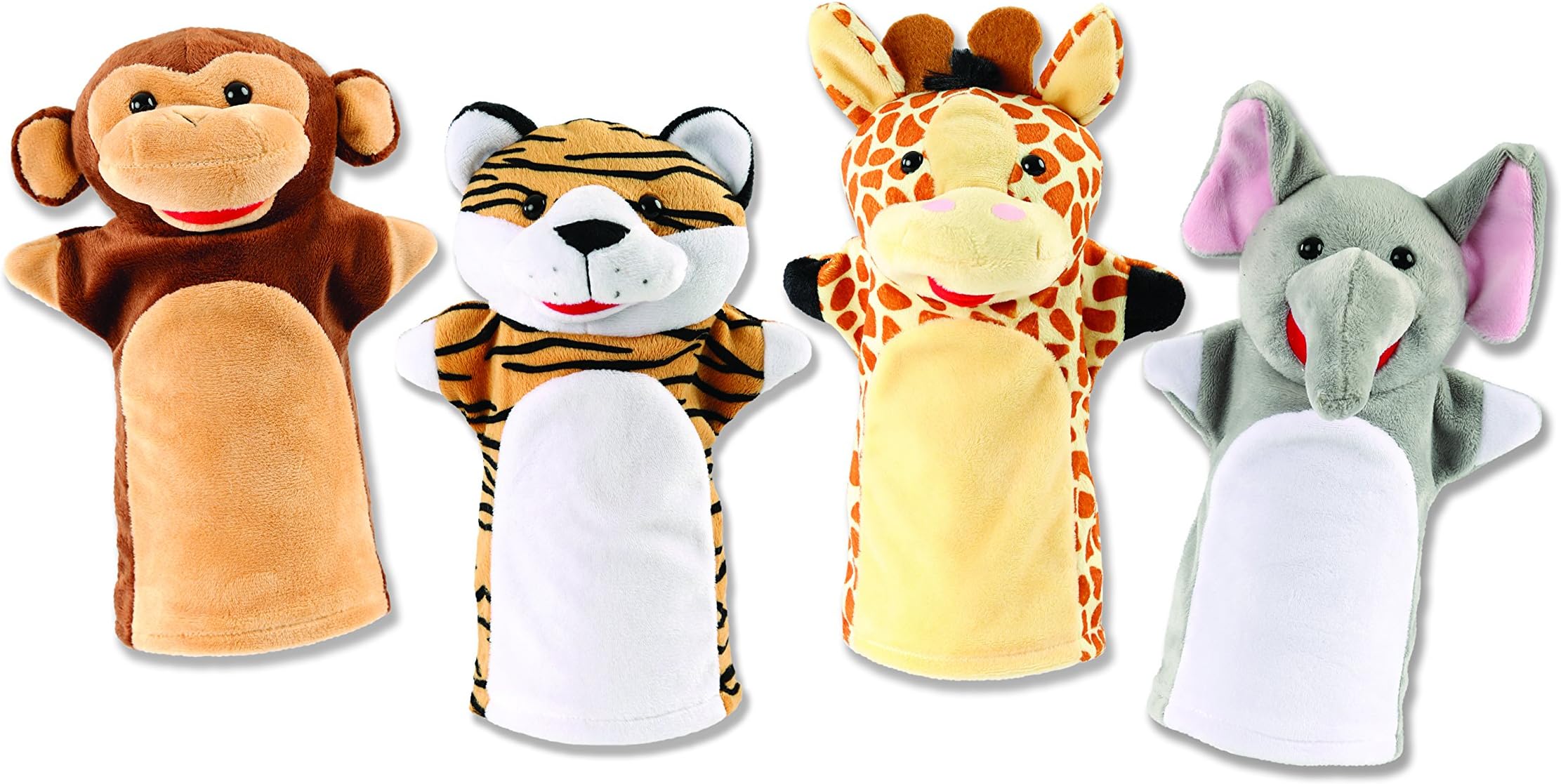 Talking Animal Hand Puppets by Animal House | Includes (4) Hand Puppets, Each with A Unique Animal Sound When You Squeeze | Baby Gift | Toddler Gift (Jungle Buddies)