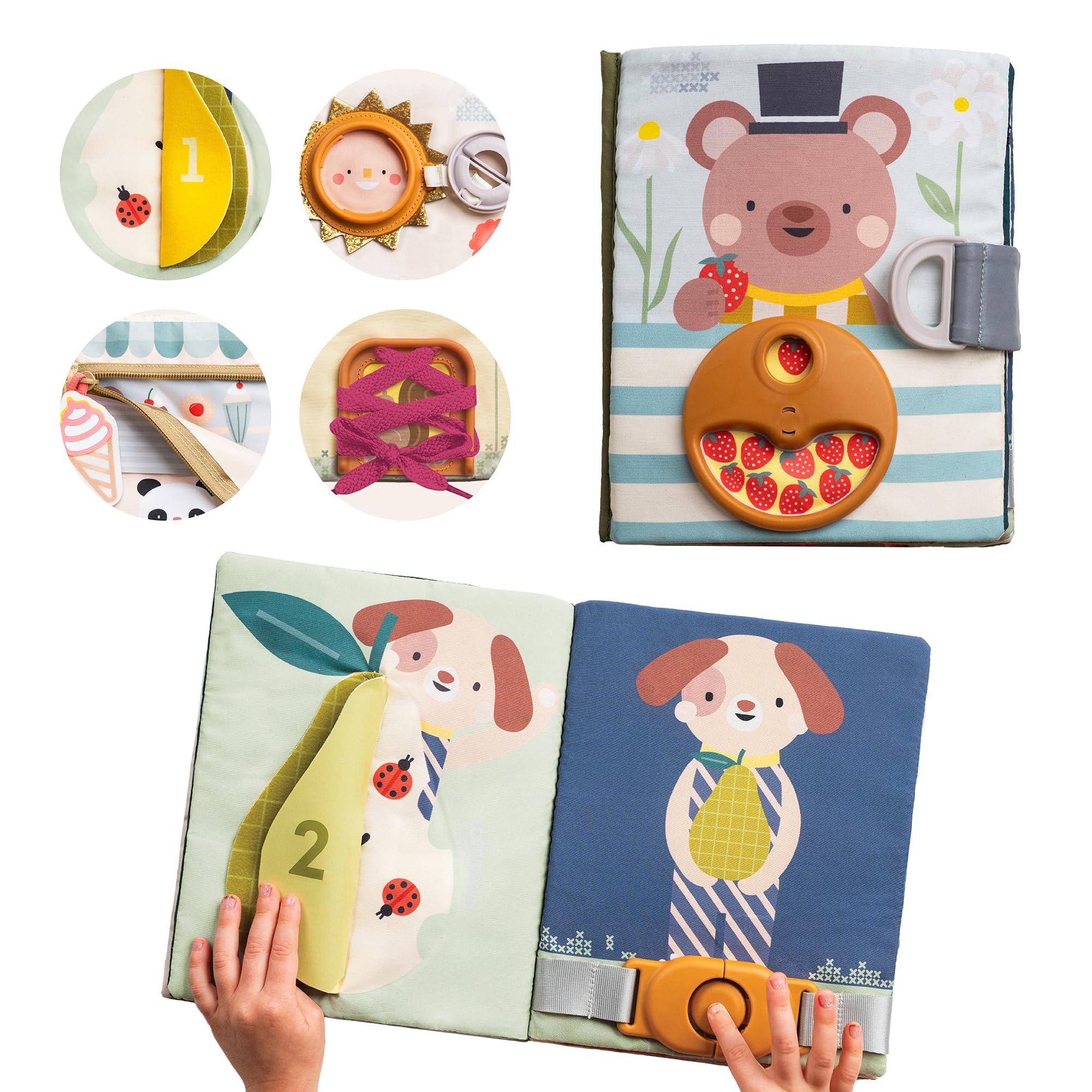Taf Toys 13655 - Libro de Actividades Fantasía para Bebés +18M - Libro Interactivo para desarrollar la motricidad Fina