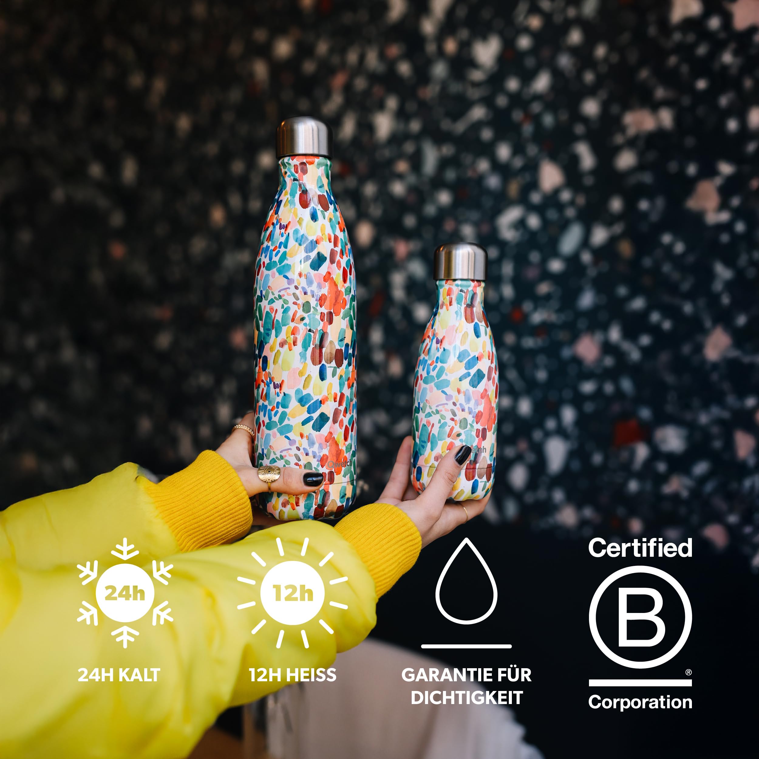 Qwetch - Trinkflasche Originals Edelstahl Isolierflasche 1L Majorelle Blau - Thermosflasche 24h Kalt & 12h Heiß - Auslaufsicher, BPA-frei, Wiederverwendbar - Perfekt für Sport, Reisen, Büro & Wandern