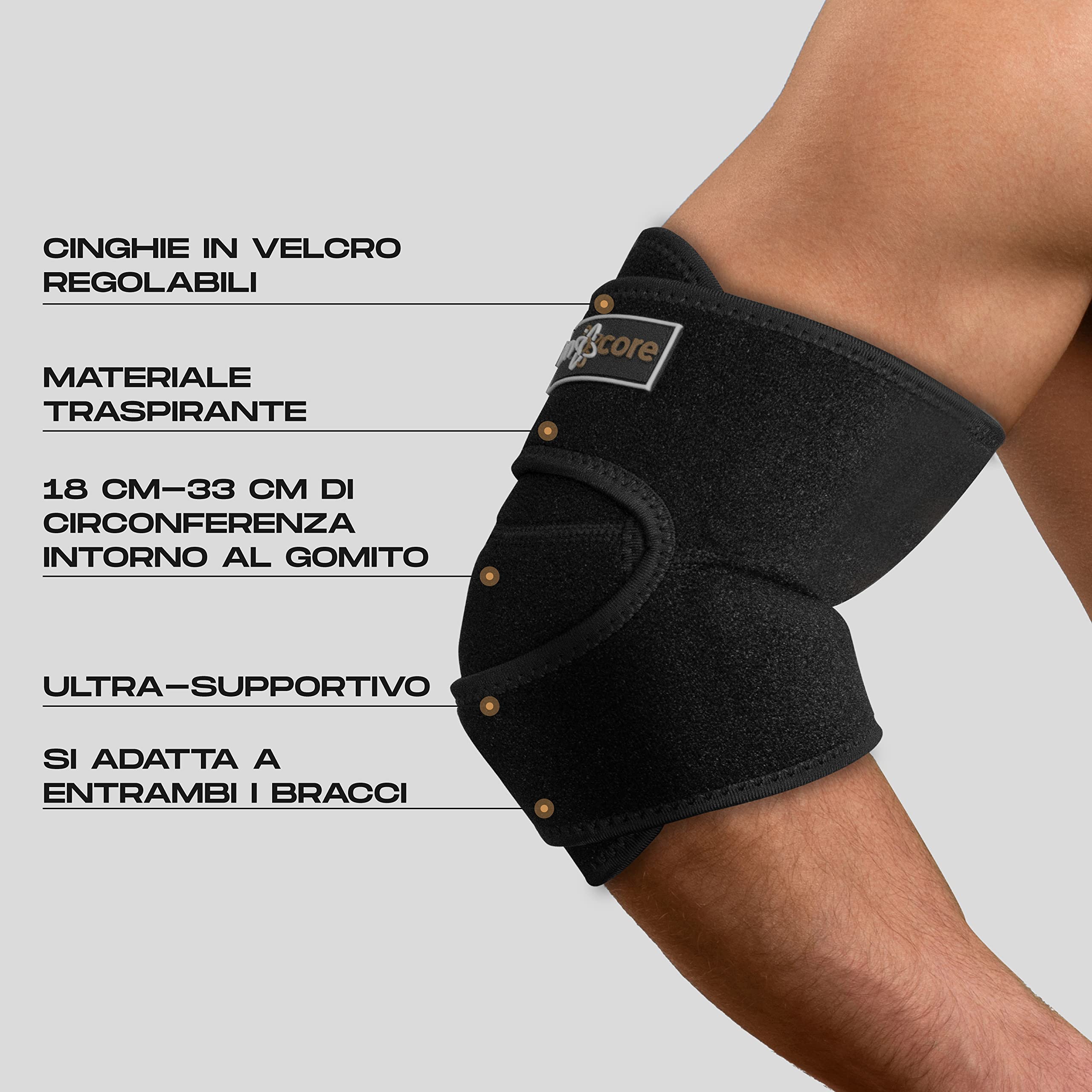 Tutore Epicondilite Gomito AREST XL - Gomitiera Con Compressione Per Tendinite
