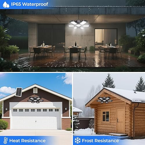 Miniatura 6 de Luz solar de cobertizo para exteriores e interiores con control remoto, 2 modos de iluminación, luces solares de alto brillo, luz LED de garaje para