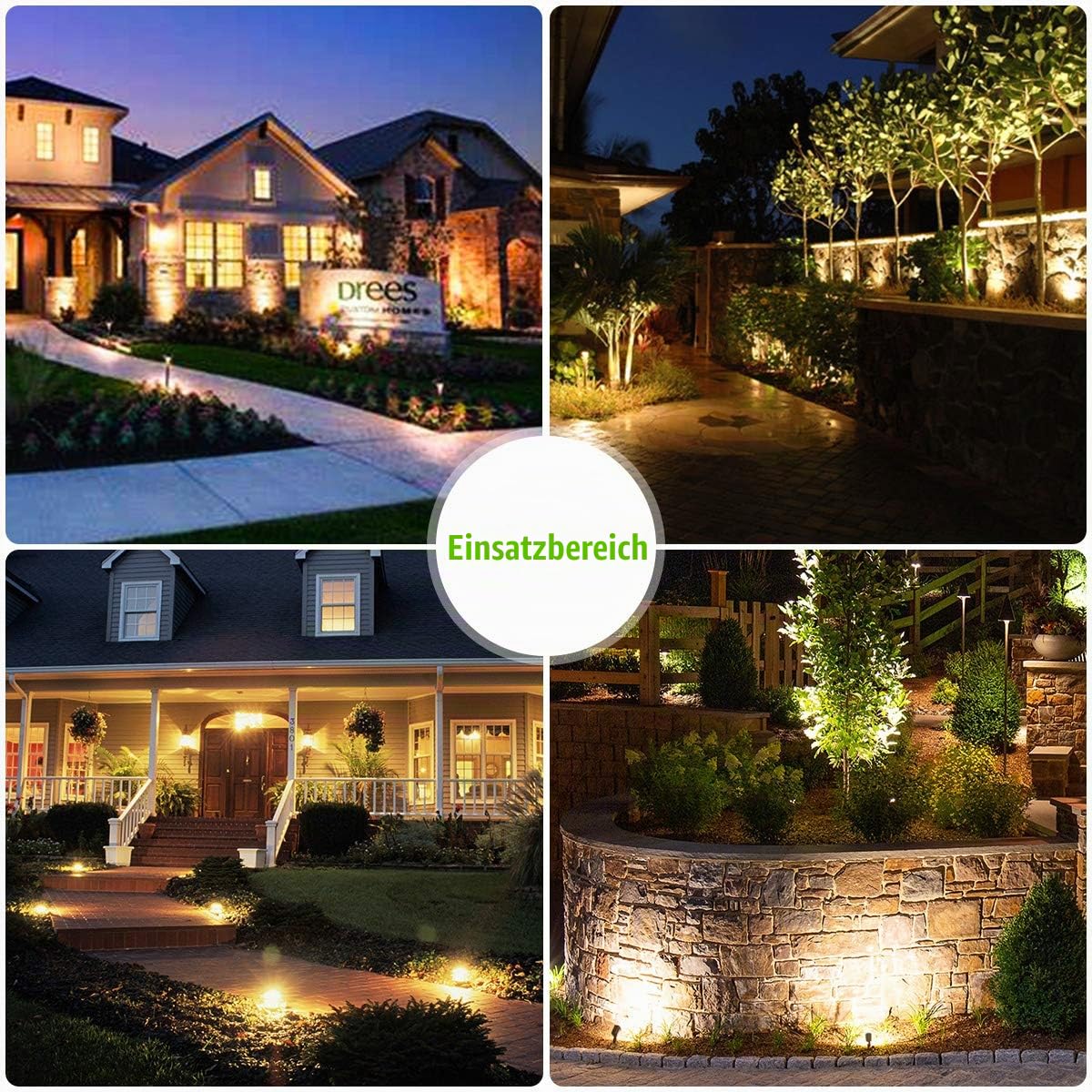 8er-Set Gartenstrahler LED Warmweiß, 3W Gartenleuchte Garten Beleuchtung mit Stecker, Schwenkbar Außen-Strahler Aussenbeleuchtung Erdspieß IP65 Wasserdicht für Baum, Pflanzen, Teich
