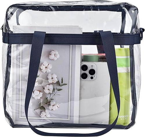 Vista 398 de Oraben Bolsa transparente transparente aprobada para estadios de 12 x 6 x 12 pulgadas, bolsa de estadio para trabajo, juegos deportivos, gimnasio