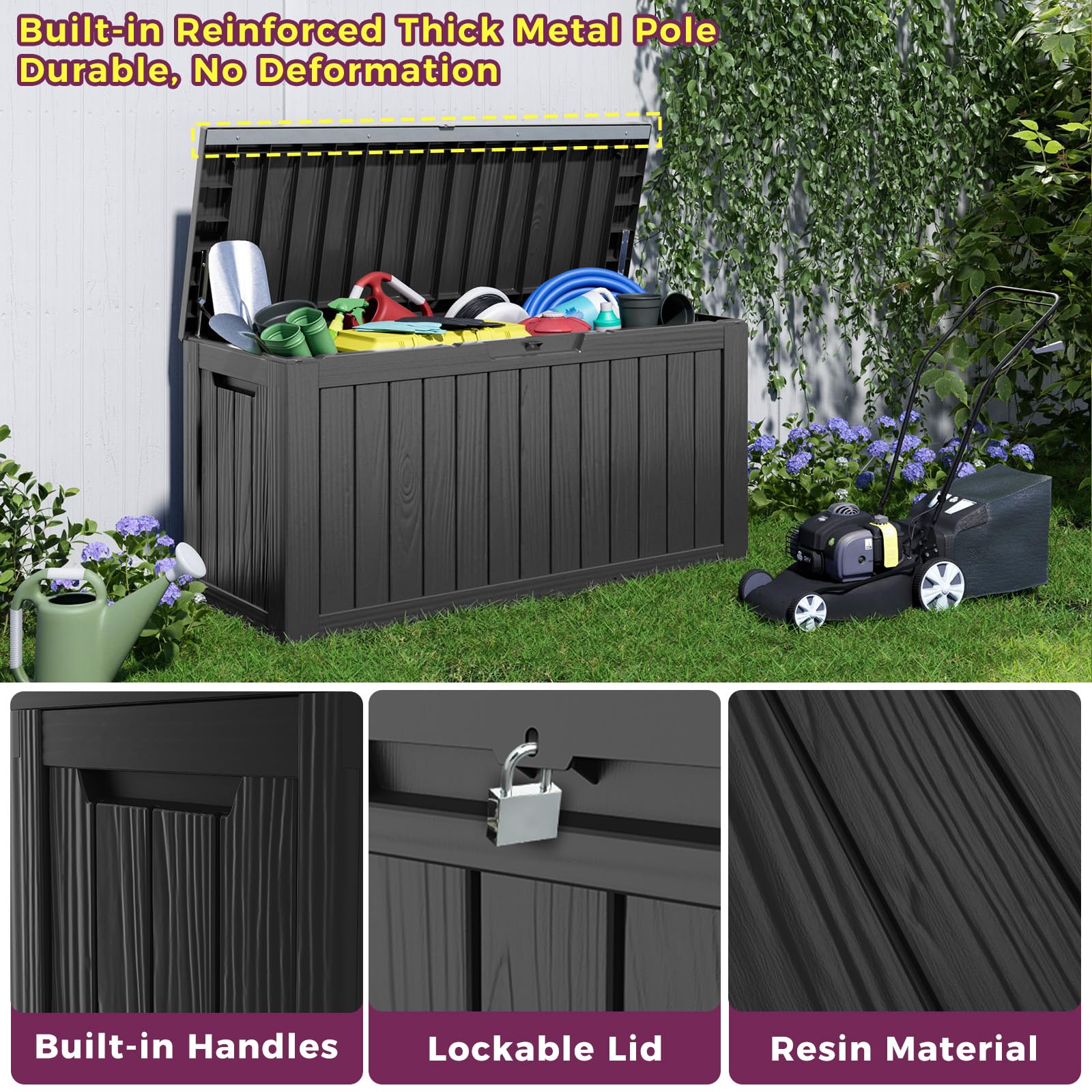 Amazon.com: GYMHILL Outdoor Deck Box,80 Gallon Waterproof Resin