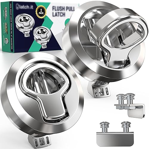 LATCH.IT Paquete de 2 pestillos para escotilla de RV y barco | Montaje empotrado cromado – Pestillo de cierre RV y cerradura de tapa de barco | Se