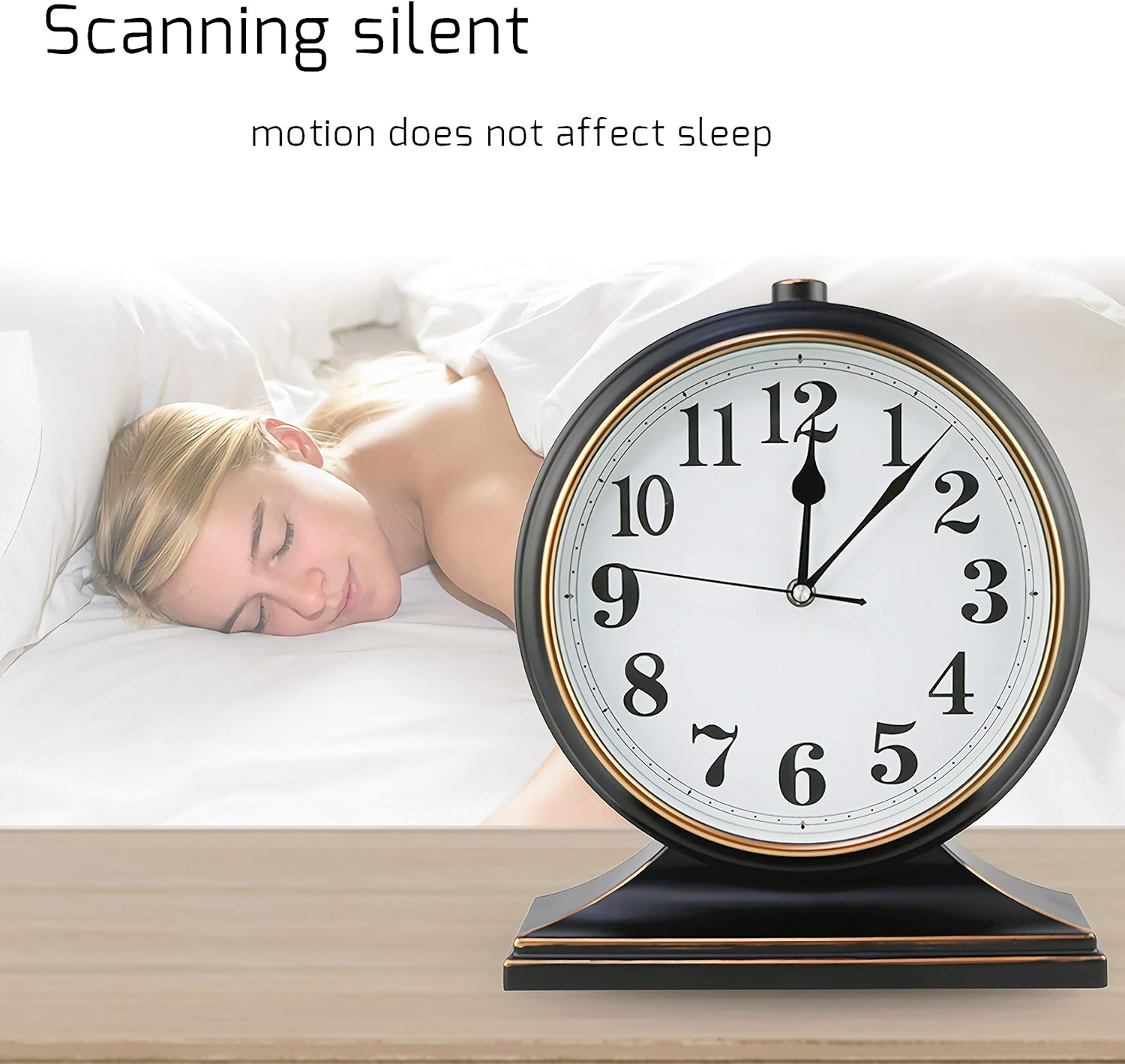 Silent Desk Clock - European Style Retro Clock with 10 Inch Dial, Easy to Read for Living Room or Bedroom