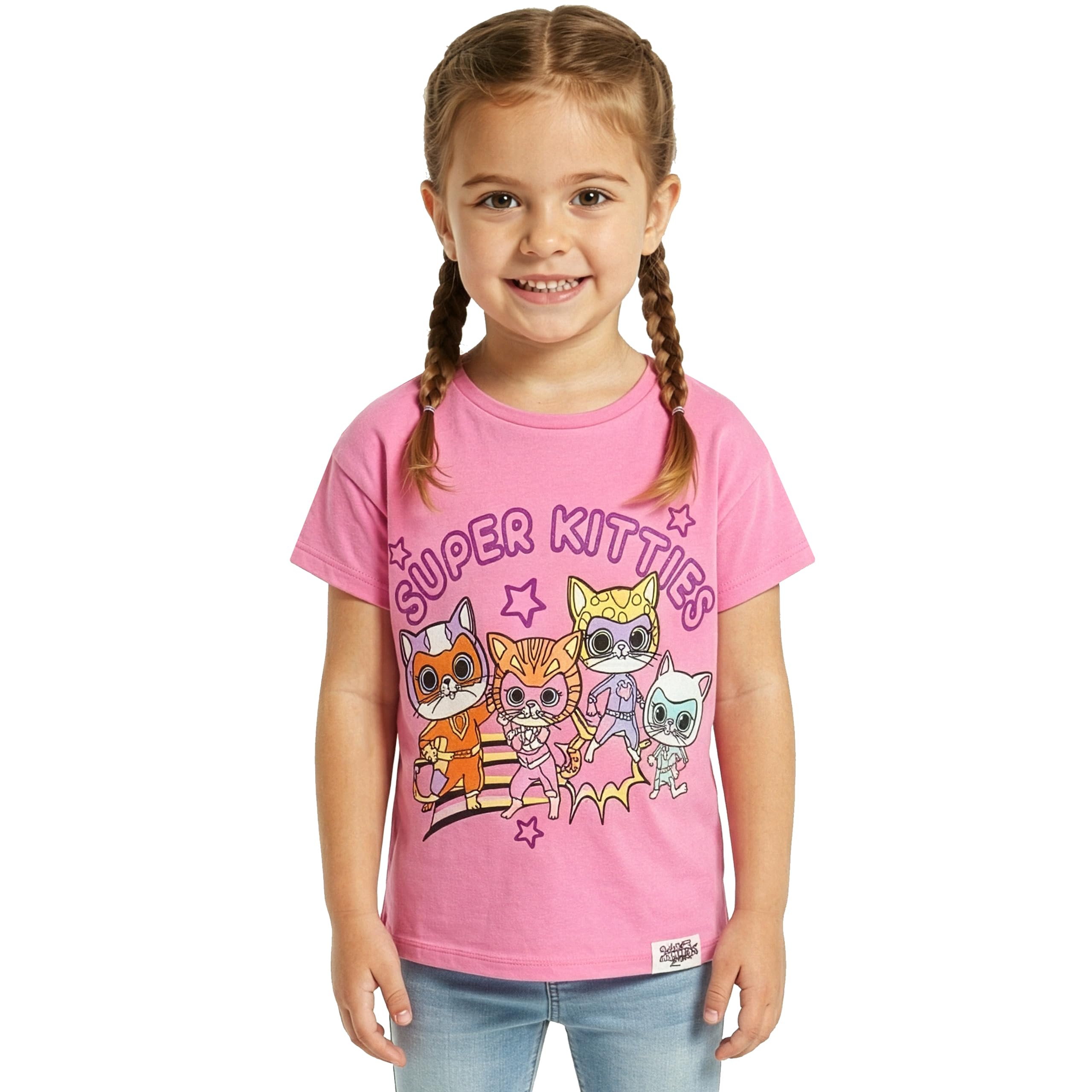 Disney SuperKitties T-shirt dla Dziewczynek, Dziecięcy T-shirt z Krótkim Rękawem, Letnie Ubrania dla Dziewczynek