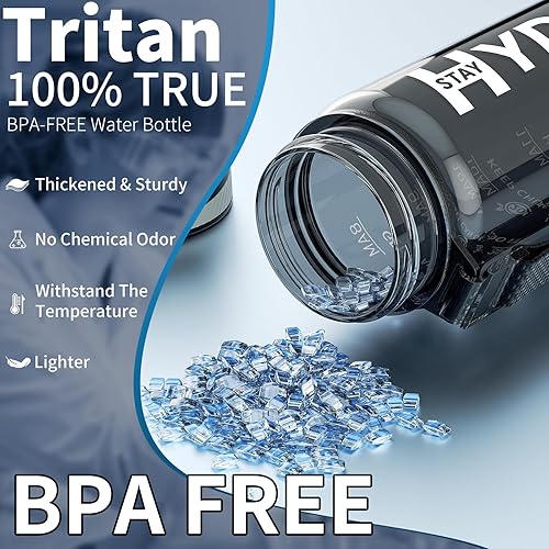 Miniatura 2 de Mevoly Botellas de agua, botella de agua de 32 onzas con marcador de tiempo, Tritan, sin BPA, botella de agua motivacional deportiva con tiempos
