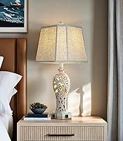 Vista 11 de Juego de 2 lámparas de mesa de granja de 25 pulgadas para sala de estar, dormitorio, 2 puertos USB, lámpara de mesa rústica vintage con luz