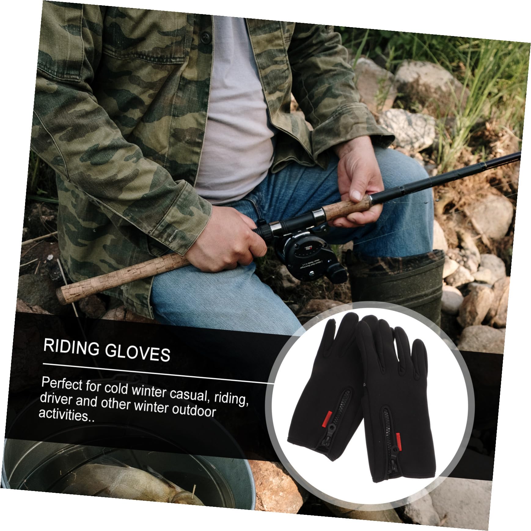 ibasenice Guantes Dedo Escalada Protector Camuflaje Slip Cortar Largo Lana guantillas Gimnasio Gloves Fishing Impermeable Antideslizante Guante de Pesca de Invierno Forro Polar Black