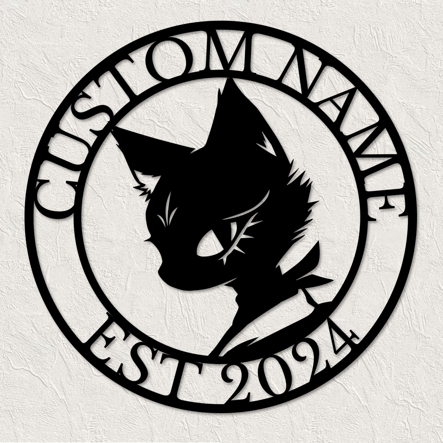 Houdoum Cat D Personalized Custom Cat Metal Wall Art,Cat Lovers Wall Hanging,Cat Welcome Signs,Cat Lovers Gift,Cat Art (Cat D)
