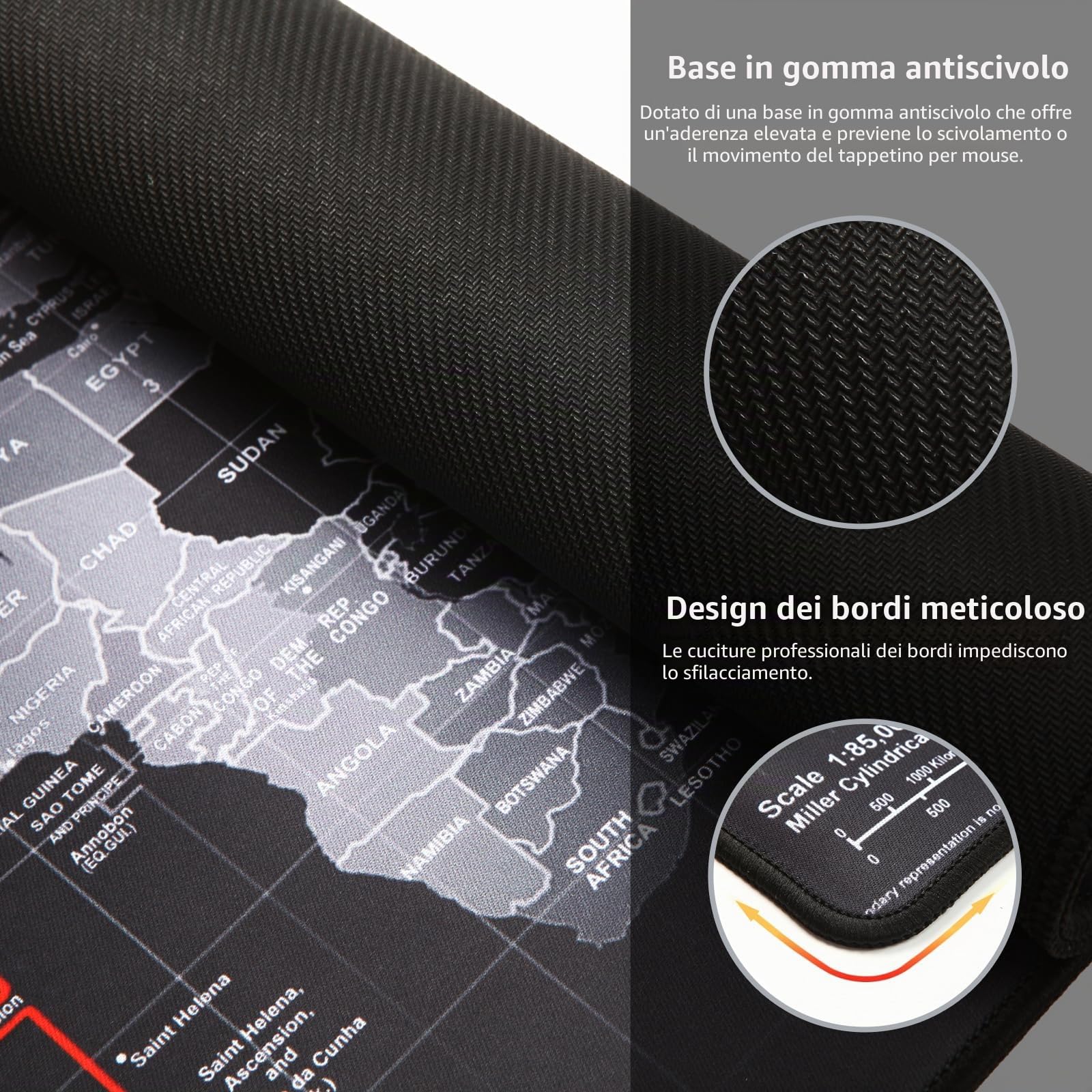 XXL Gaming Mouse Pad, base in gomma antiscivolo, tappetino da scrivania impermeabile per PC, bordi cuciti per laptop per il gioco, ufficio