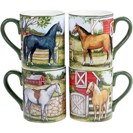 Certified International Clover Farm 16 oz. Mugs, Set of 4
