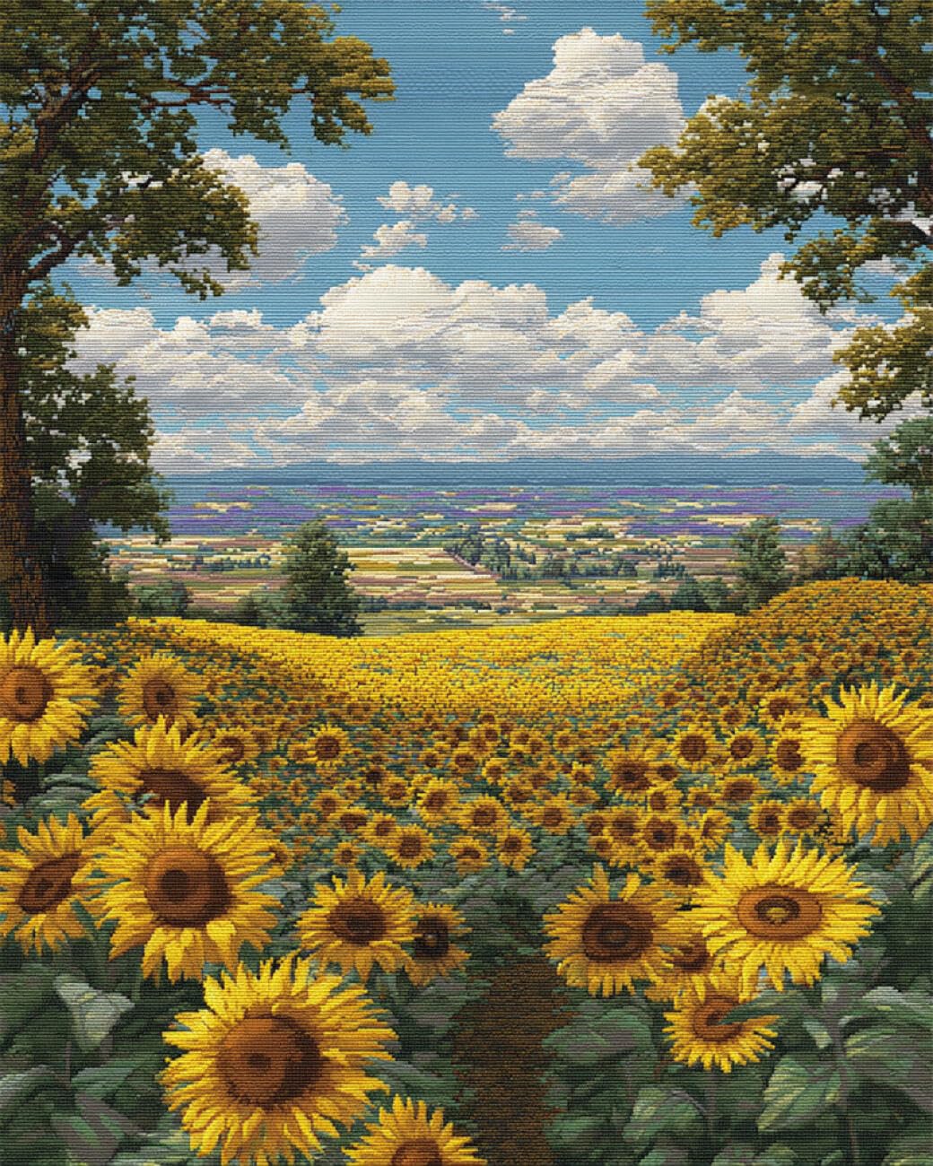 Rqwybcaxn Bead Cross Stitch Kits Sunflower Field 40x50cm