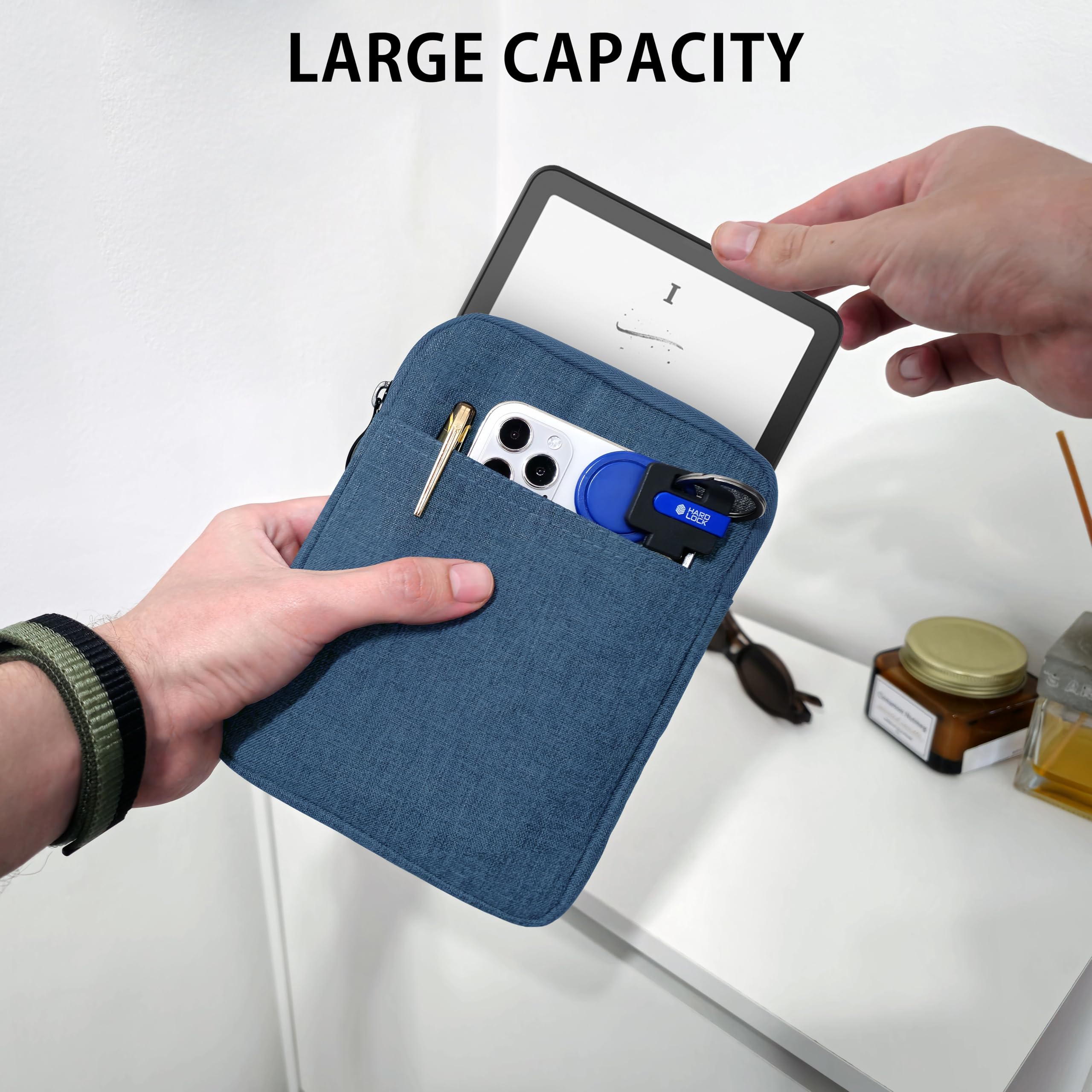 MyGadget Nylon Sleeve For Tablet Up To 8 Inch - Padded Bag For 14 X 21 Cm - E.g. Kindle Paperwhite | Oasis, Fire HD 8 - Travel Pouch In Grey