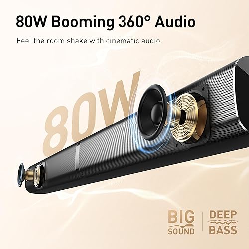 Miniatura 3 de Barra de sonido de karaoke con subwoofer para TV: Barra de sonido con 2 micrófonos inalámbricos - Sistema de sonido envolvente de cine en casa -