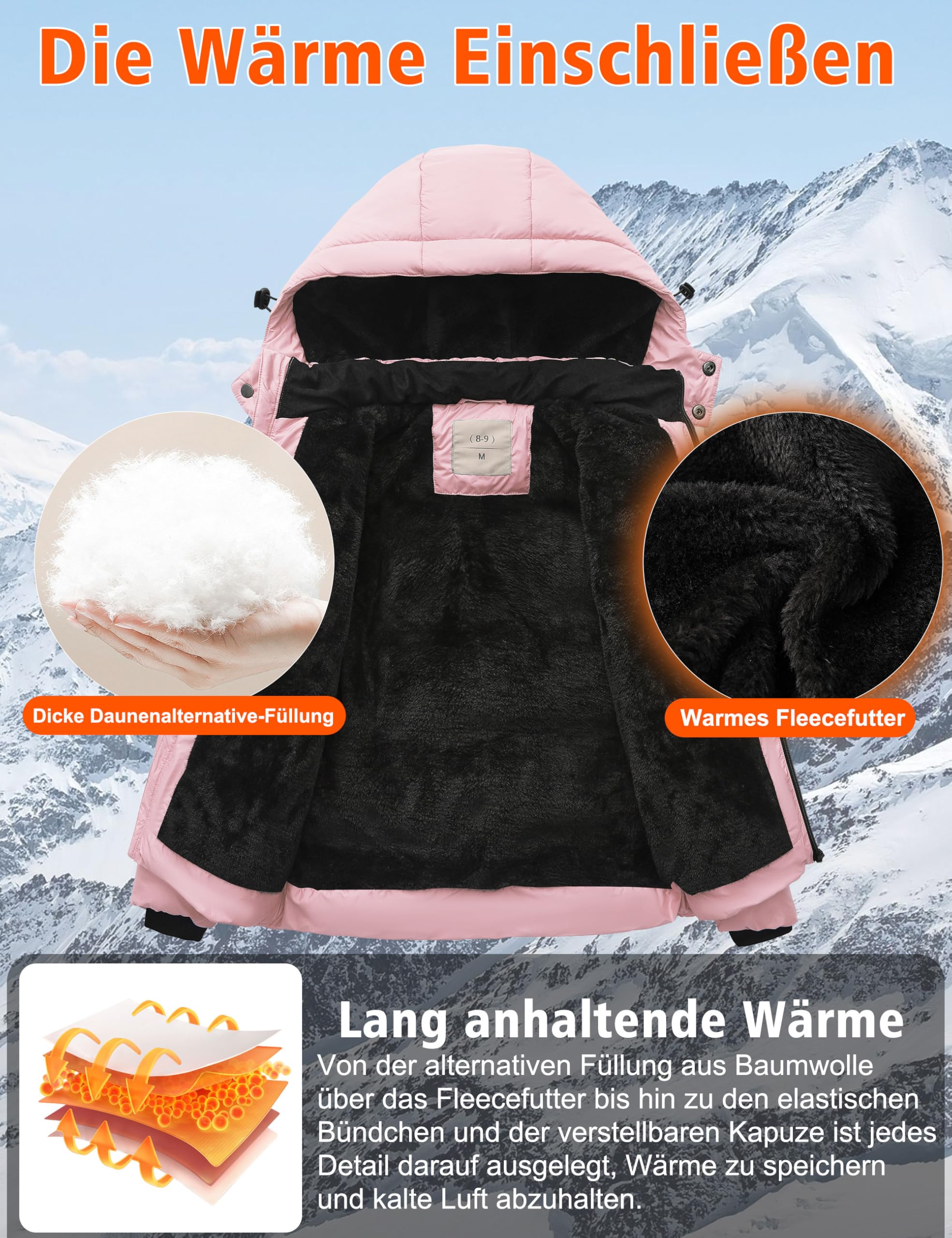 Zoofly Chaqueta de Invierno para Niños y Niñas Chaqueta de Nieve Abrigada con Capucha Desmontable