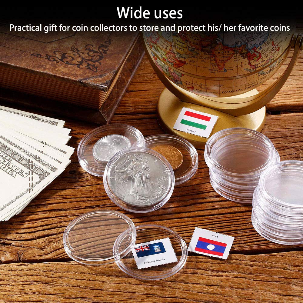 DECARETA Coin Capsules 30 Piece Round Coin Holder Case Coin Capsules