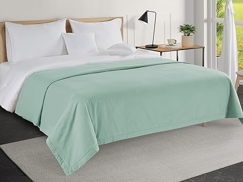 LANE LINEN Mantas tamaño Queen para cama, manta clásica de 3 capas 100% algodón, ligeras, refrescantes para personas que duermen con calor, suaves y