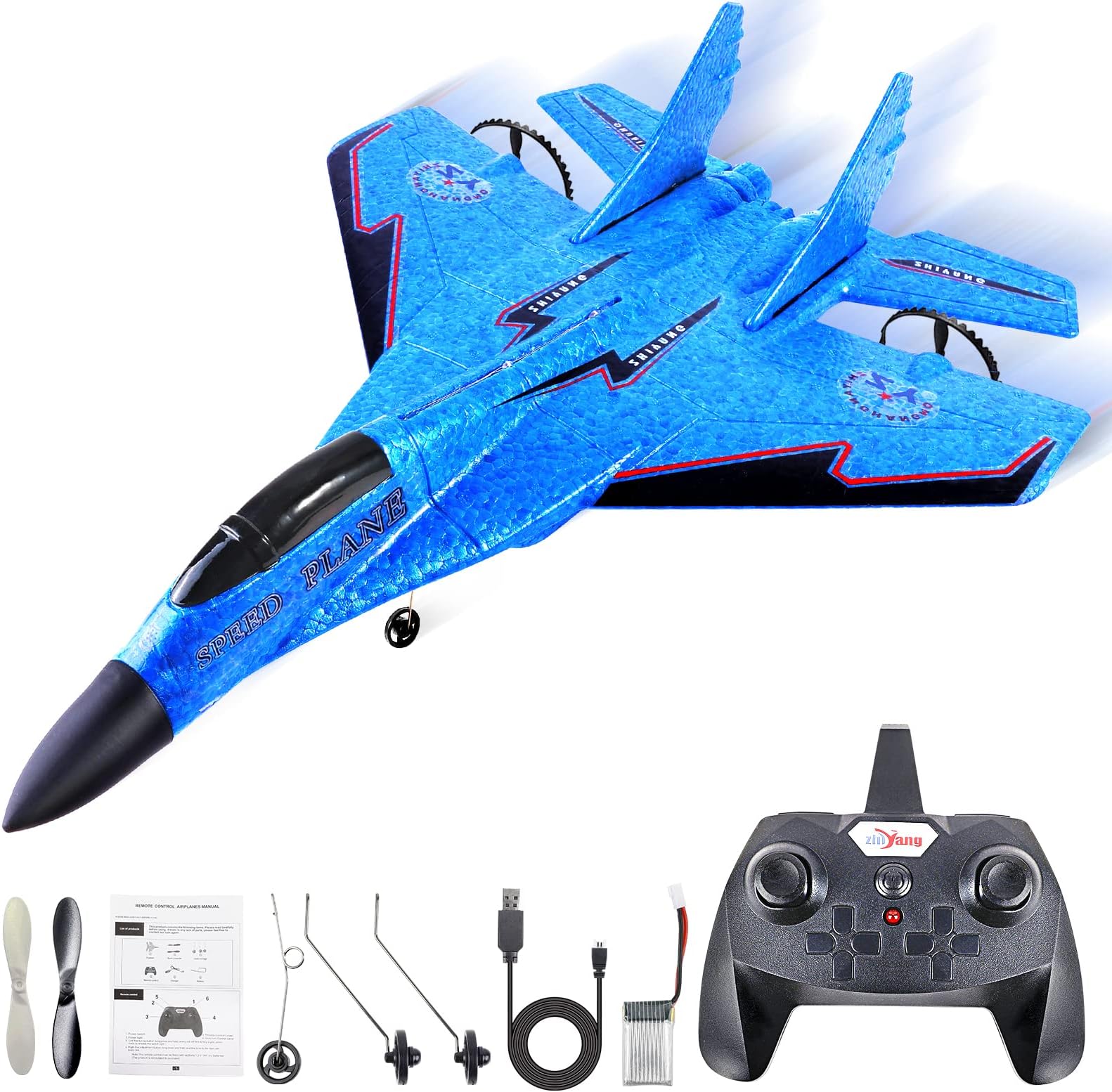 LUCKJOY Rc Plane Epp Foam Remote Control Airplane Ready To Fly 2.4Ghz 2 Channel Rc Aircraft With Led Light For Kids, Adults & Beginners (Blue)