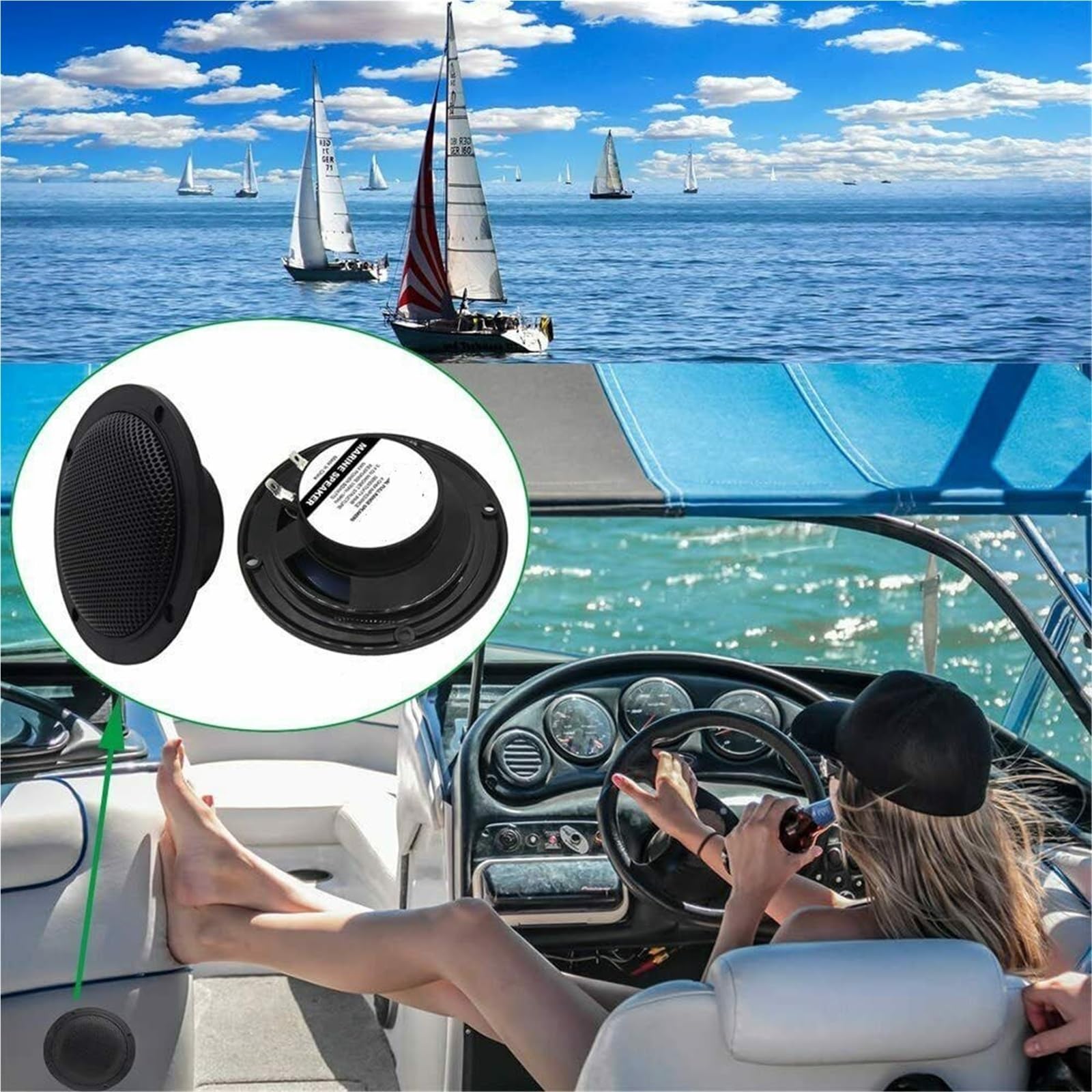 Tweeter per Auto Altoparlanti Impermeabili a 2 Vie da 4 Pollici e 160 W per Barche, per Bagno, Camper, Spa, Musica Resistente ai Raggi UV con Montaggio a Filo Tweeter Auto