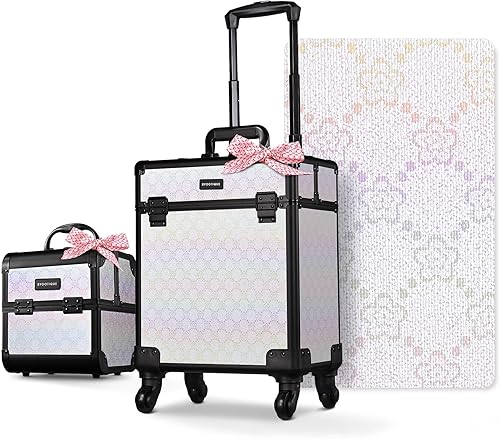 Vista 95 de BYOOTIQUE Cosmetology - Estuche rodante para almacenamiento de uñas, carrito de almacenamiento para maquillaje, maleta de peluquería de viaje
