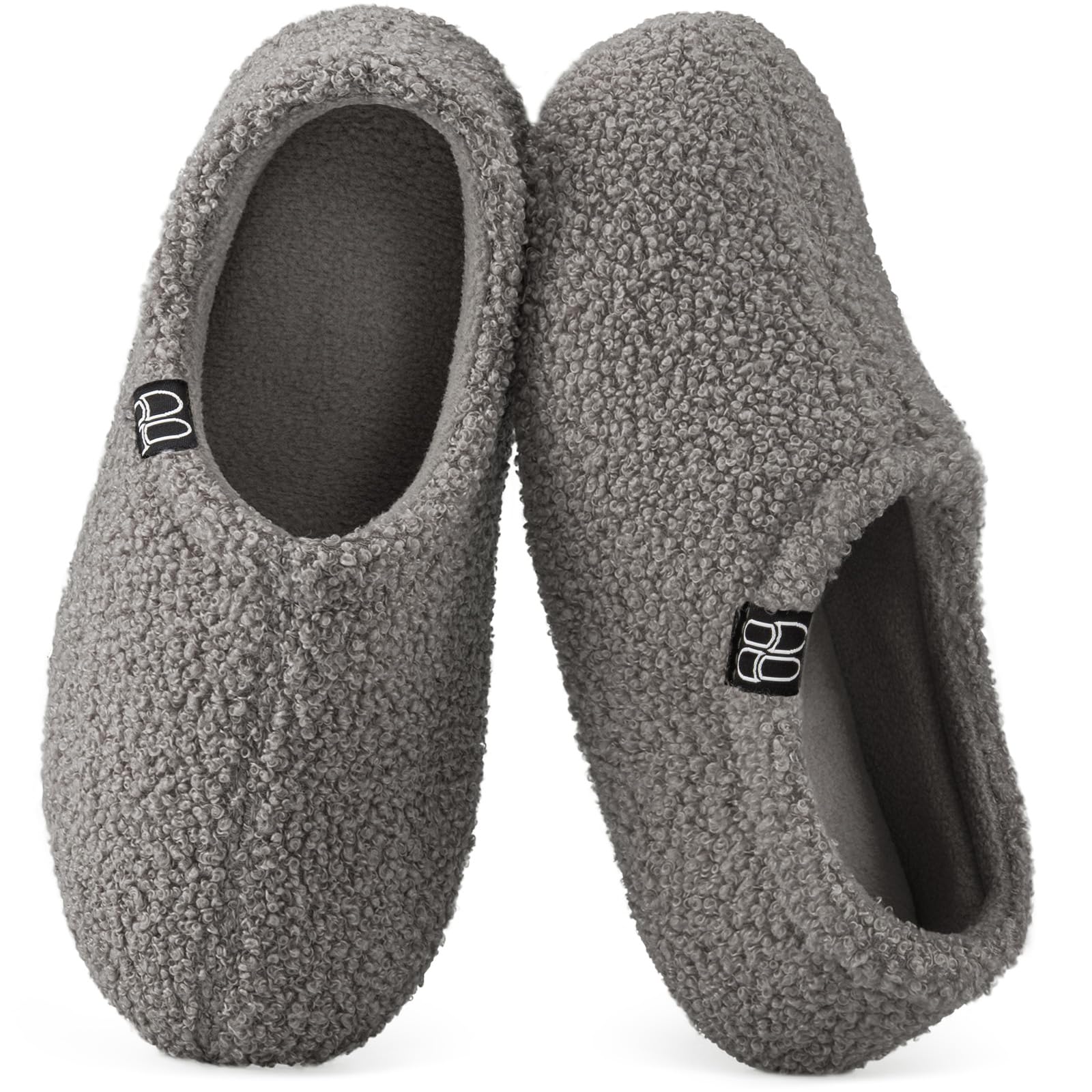 HomeTop Women's Fuzzy Curly Fur Memory Foam Loafer Slippers with Polar Fleece Lining