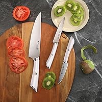 Vista 4 de Cangshan ELBERT Series - Juego de cuchillos de arranque forjados de acero alemán (blanco, 3 piezas)