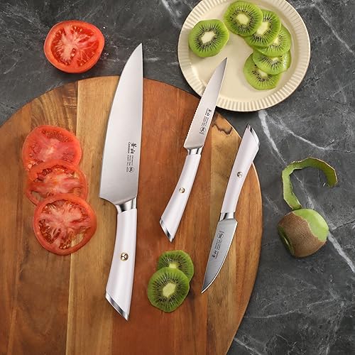 Miniatura 4 de Cangshan ELBERT Series - Juego de cuchillos de arranque forjados de acero alemán (blanco, 3 piezas)