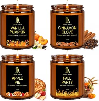 DL DREAMY DEWLA Fall Scented Soy Candles, 4-Pack, 28 oz