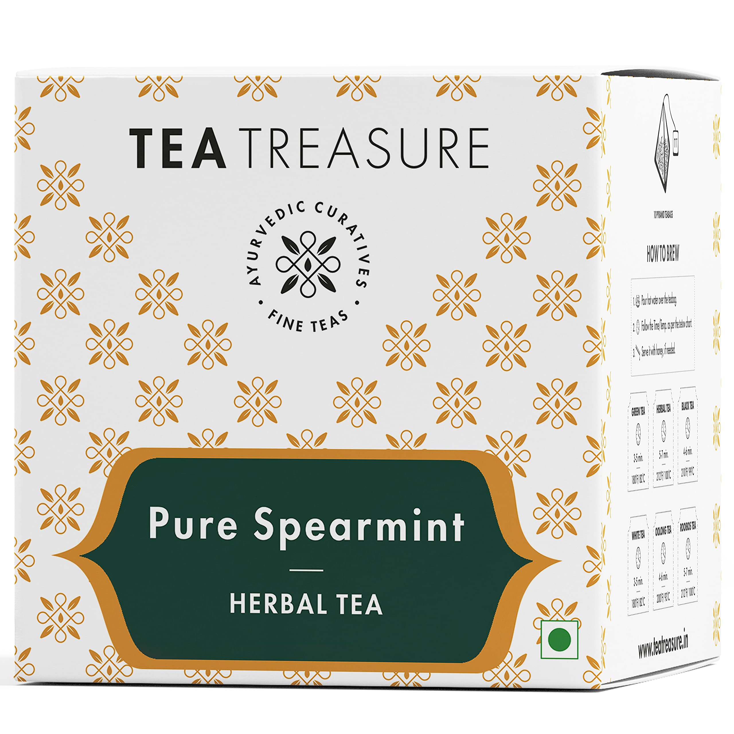Tea Treasure Spearmint Herbal Tea Bags | Spearmint Tea for PCOS, PCOD, Unwanted Hair | Boosts Immunity | Improves Digestion | Reduces Stress | Rich in Antioxidants (10 Pyramid Tea Bags) (B09YRJRY4K) Amazon Price History, Amazon Price Tracker