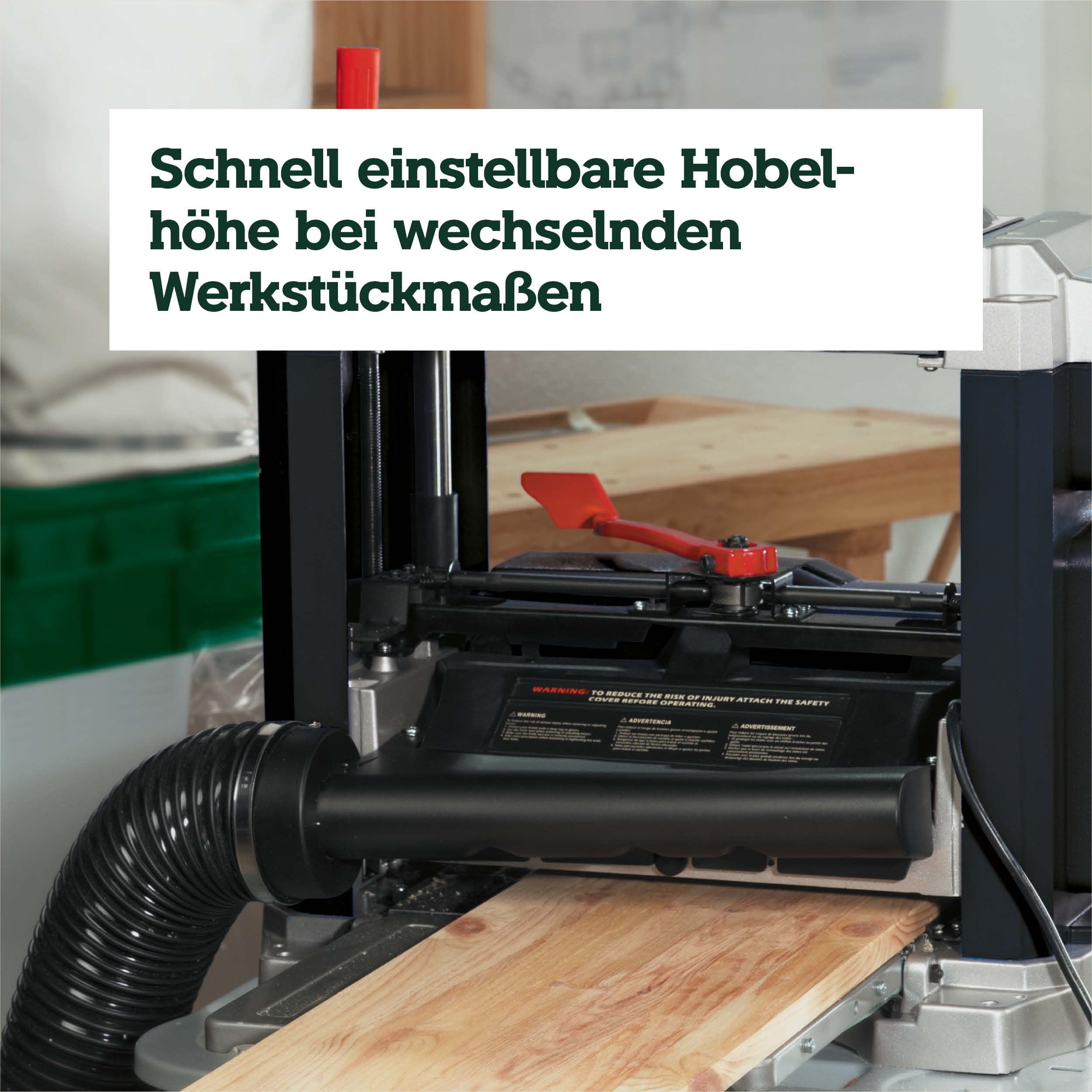 metabo Dickenhobel DH 330, Mobile Hobelmaschine mit 1800 W und HSS-Messer | Dickenhobelmaschine mit 330 mm Durchlassbreite, 152 mm Durchlasshöhe, Absaugstutzen, Schiebestock und 2 HSS-Messern