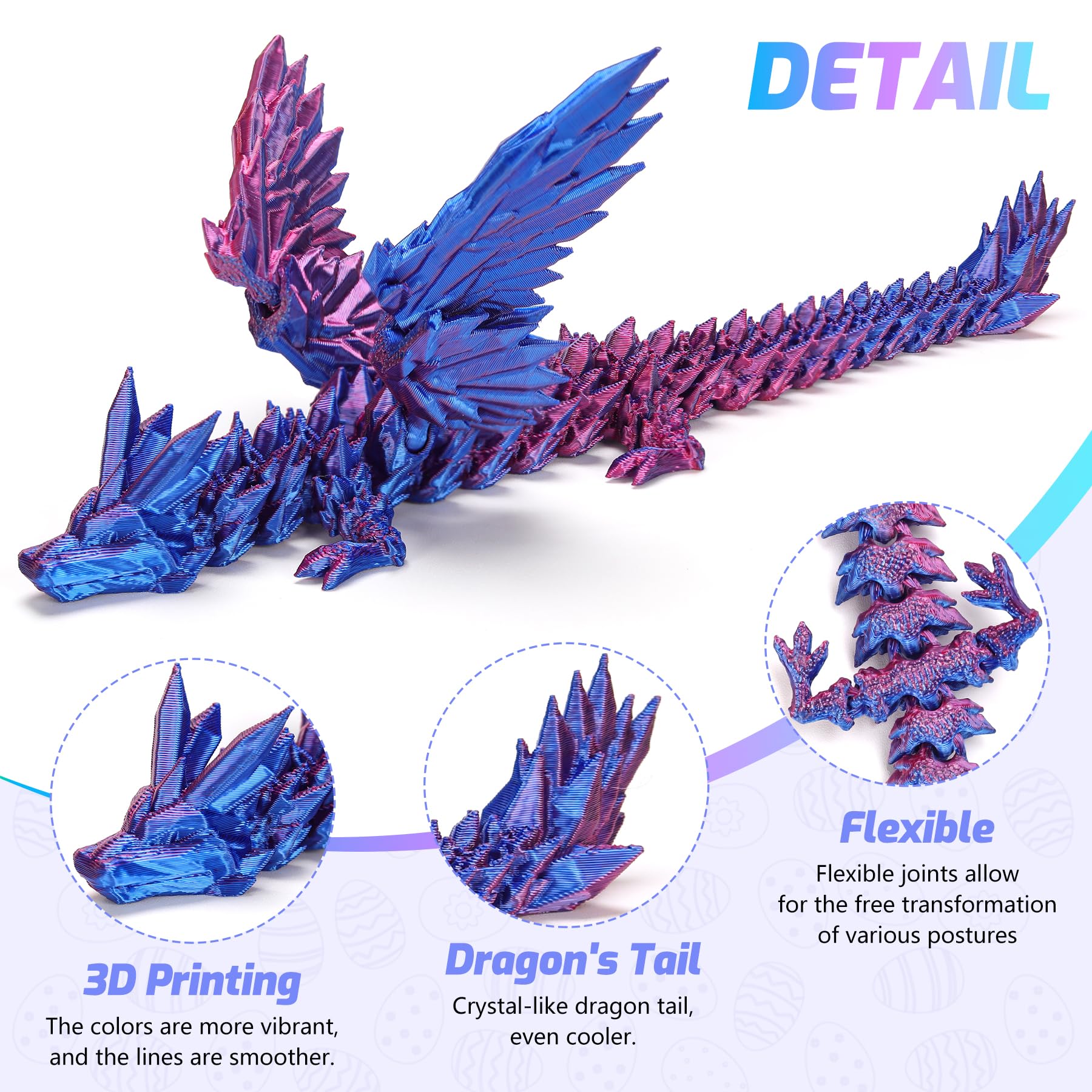 Amazon.co.jp: HEZUJ 3Dプリントドラゴン恐竜エッグ、関節式クリスタル